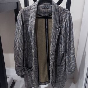 Black Tape Black and White Plaid Blazer